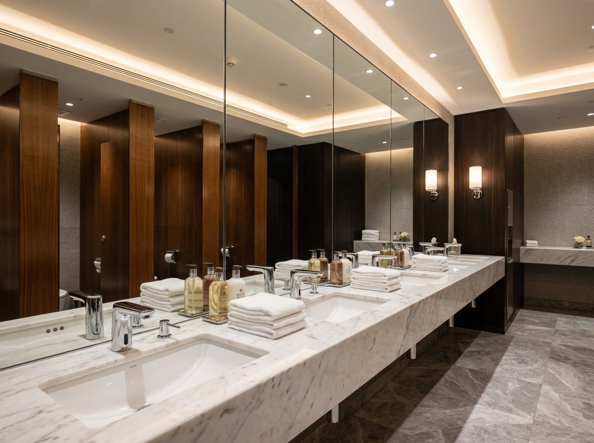 Sparkling clean luxury corporate restroom